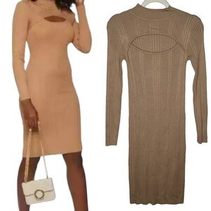 House of Harlow 1960 Tan Long Sleeve Dress